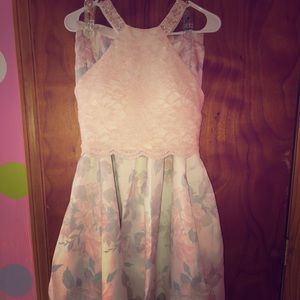 two piece floral prom dress